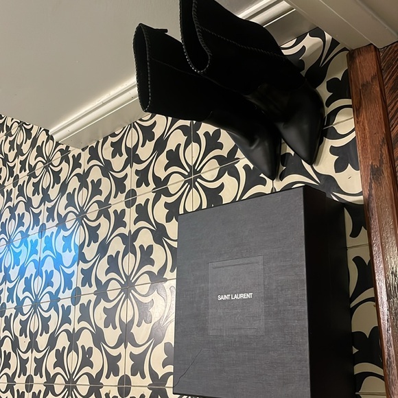 Saint Laurent wedge boots suede and leather - Picture 3 of 5